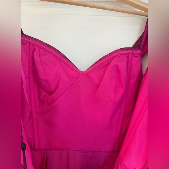 NWT Dress the Population Aurea Floral Print Off the Shoulder Gown Magenta Multi - Picture 16 of 16